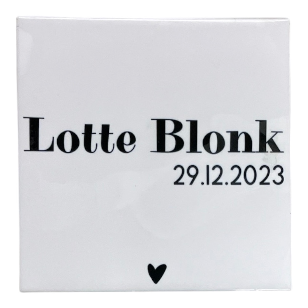 Tegeltje | Personaliseren | Geboortetegeltje | Naam met geboortedatum - Afbeelding 3