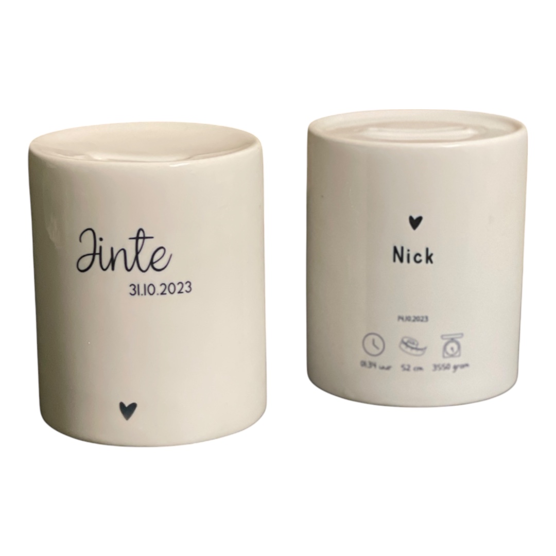 Spaarpot | Personaliseren | Naam met geboortedatum - Afbeelding 3